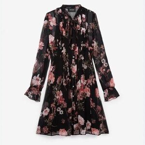 The Kooples Moulin Noir Floral Silk Dress